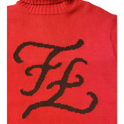 Shop Fendi Cashmere Turtleneck Knit In Red