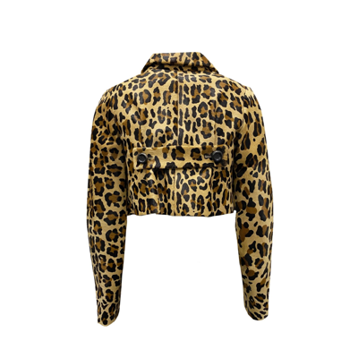 Dsquared2 Leopard Calf Hair Cropped Jacket In Brown