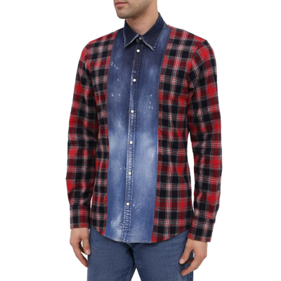 Shop Dsquared2 Flannel Cotton Blend Shirt In Red