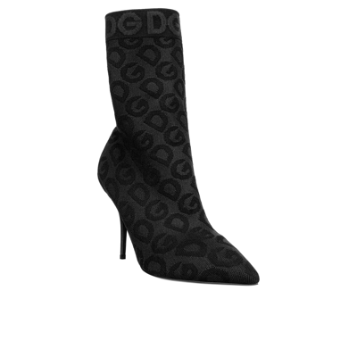 Shop Dolce & Gabbana Logo Sock Boots In Black