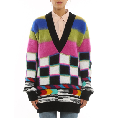 Shop Dolce & Gabbana Color Block Long Sweater In Black