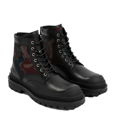 Shop Dior Camouflage Leather Boots In Black