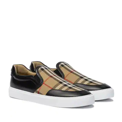 Shop Burberry Vintage Check Slip-on Sneakers In Black