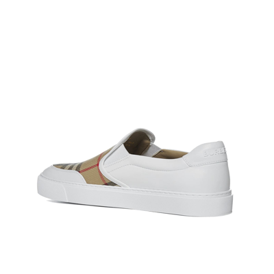 Shop Burberry Vintage Check Slip-on Sneakers In White
