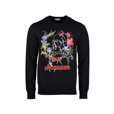 Shop Alexander Mcqueen Logo Embroidered Sweatshirt In Black