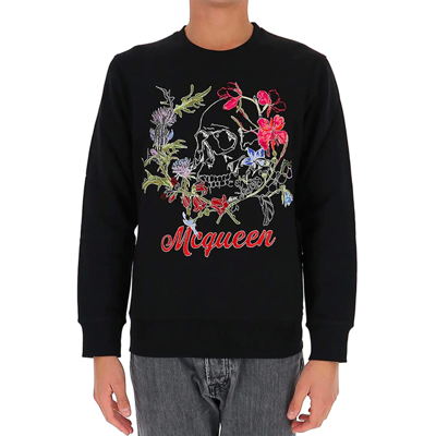 Shop Alexander Mcqueen Logo Embroidered Sweatshirt In Black