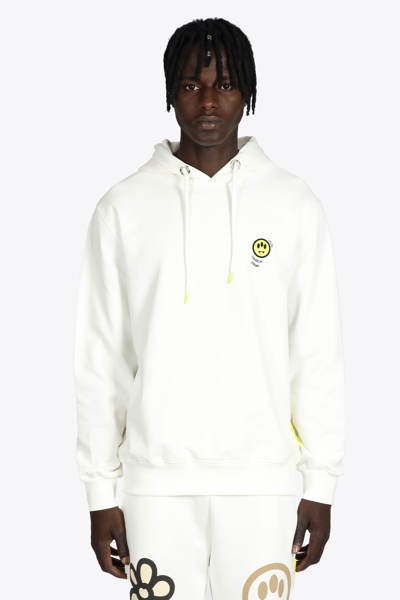 Shop Barrow Hoodie Unisex White Cotton Hoodie With Chest Logo In Bianco