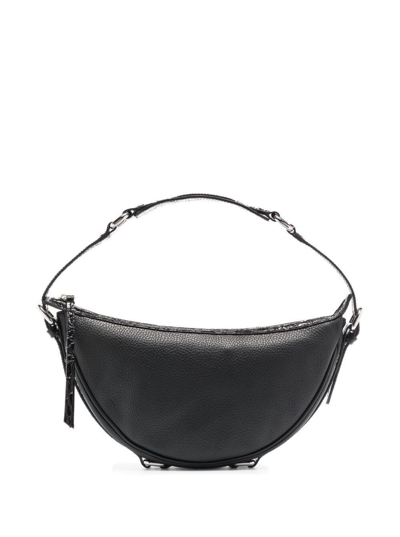 Shop By Far Black Leather Handbag With Silver-colored Details Woman