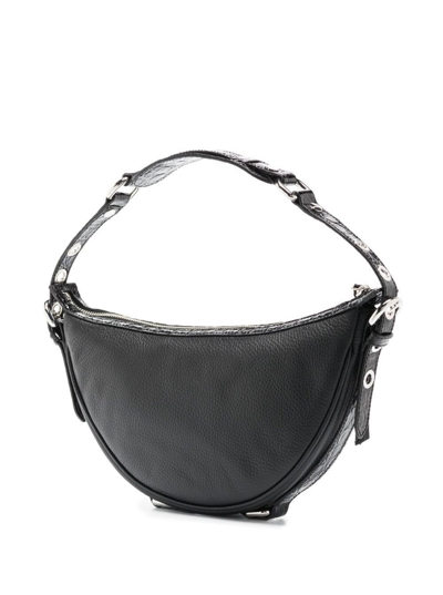 Shop By Far Black Leather Handbag With Silver-colored Details Woman