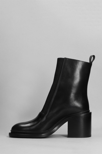 Shop Jil Sander High Heels Ankle Boots In Black Leather