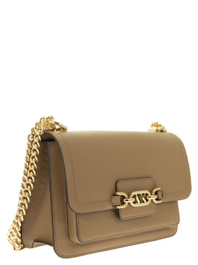 Shop Michael Kors Heather Large Leather Cross Body Bag In Camel