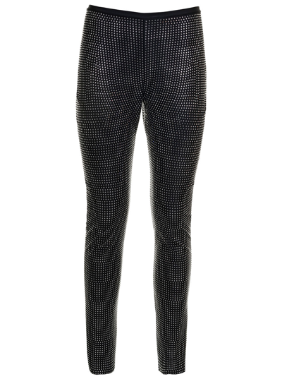 Shop Giuseppe Di Morabito Black Leggings Pants In Stretch Fabric With Allover Crystals Embellishment  Woma
