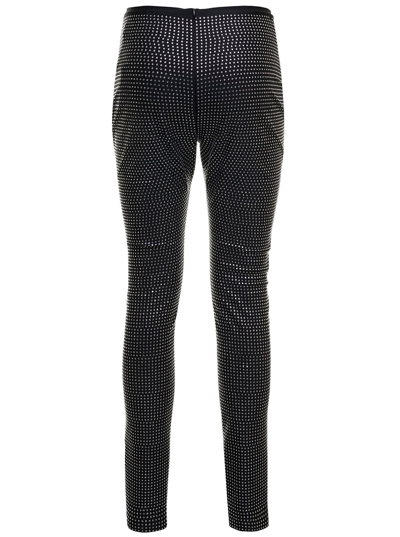 Shop Giuseppe Di Morabito Black Leggings Pants In Stretch Fabric With Allover Crystals Embellishment  Woma