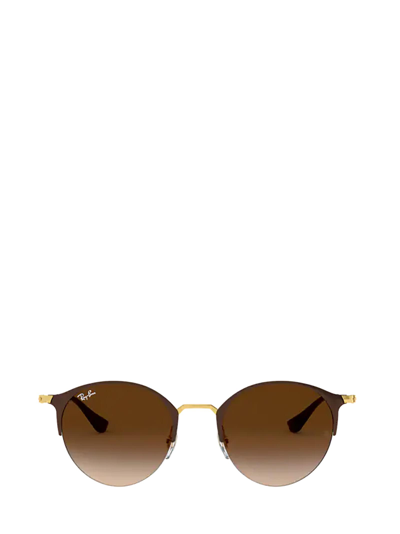 Shop Ray Ban Rb3578 Gold Top Brown Sunglasses