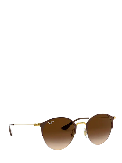 Shop Ray Ban Rb3578 Gold Top Brown Sunglasses