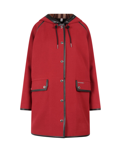 Shop Burberry Coat In Red