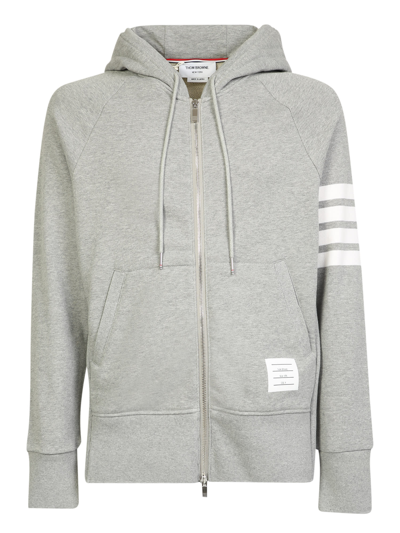 Shop Thom Browne Cotton Sweatshirt With Signature 4-bar Stripe By  In Grey