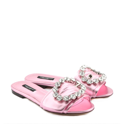 Shop Dolce & Gabbana Crystal Embellished Flats In Pink