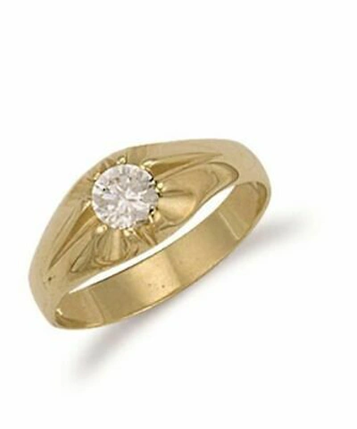 Pre-owned Markenlos 9ct Gelbgold Gipsy Ring 6mm