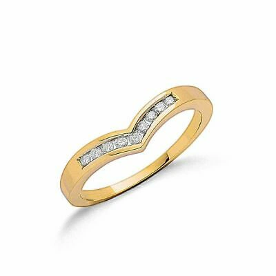 Pre-owned Markenlos 9ct Gelbgold 0.15ct Diamant Gabelbein Ring