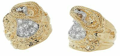 Pre-owned Markenlos 9ct Gelbgold Herren Schwer Sattel Cubic Zirkonia Ring Mit