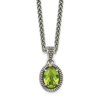 Pre-owned Accessories & Jewelry 925 Sterlingsilber & 14k Gold Akcent Peridot Oval 18 " Halskette Shea Couture