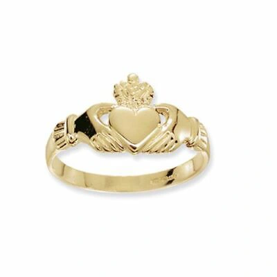 Pre-owned Markenlos 9ct Gelbgold Claddagh Damen Ring Neues