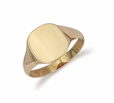 Pre-owned Markenlos 9ct Gelbgold Quadratisch Flache Oberseite Signet Ring 12mm