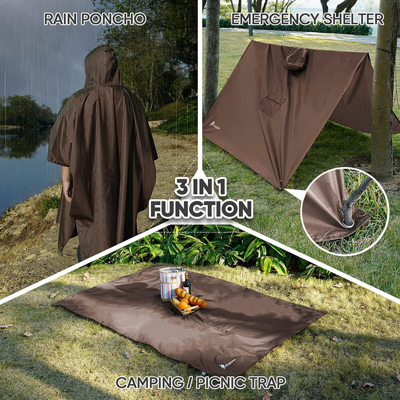 Pre-owned Markenlos Mit Kapuze Regenponcho Jacke Für Erwachsene Unisex Für Wandern Camping Angeln