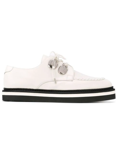 Alexander Mcqueen Two-tone Leather Lace-up Creeper Shoes In Bianco
