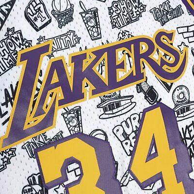 Pre-owned Mitchell & Ness M&n Doodle Swingman Mesh Jersey Los Angeles Lakers