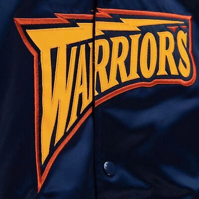 Pre-owned Mitchell & Ness M&n Lightweight Satin Jacke - Golden State Warriors