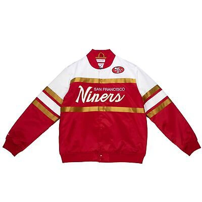 Pre-owned Mitchell & Ness M&n Heavyweight Satin Jacke - Script San Francisco 49ers