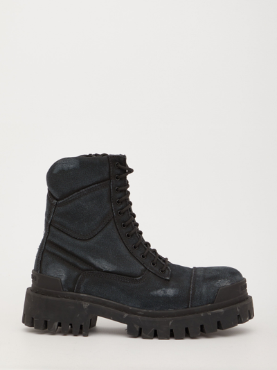 Shop Balenciaga Combat Strike Boots In Black