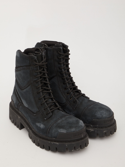 Shop Balenciaga Combat Strike Boots In Black