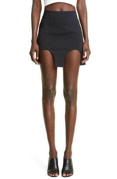 Shop Dion Lee Double Arch Cotton Blend Miniskirt In Black