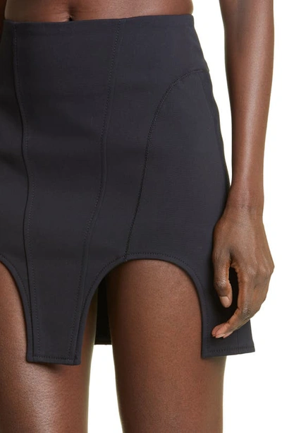 Shop Dion Lee Double Arch Cotton Blend Miniskirt In Black