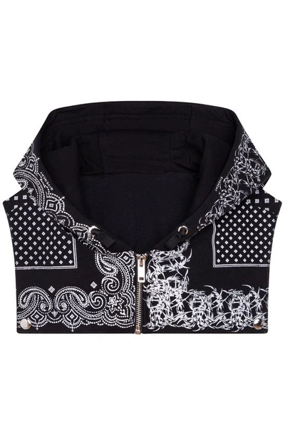 Shop Givenchy Kids' Bandana Fleece Logo Graphic Sweatshirt With Removable Hood In 09b-black