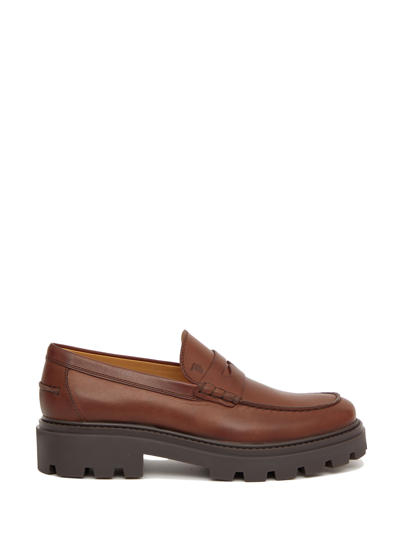 Shop Tod's Brown Leather Loafers