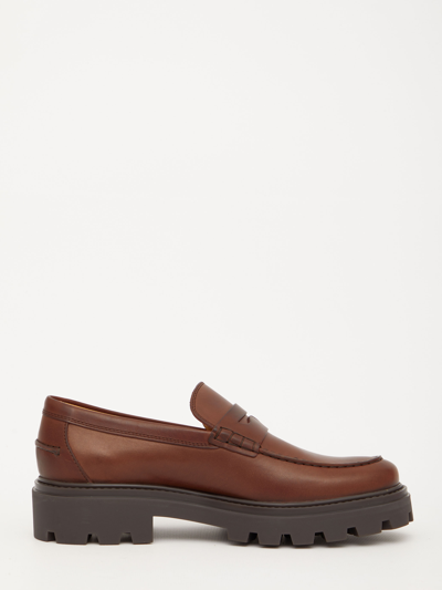 Shop Tod's Brown Leather Loafers