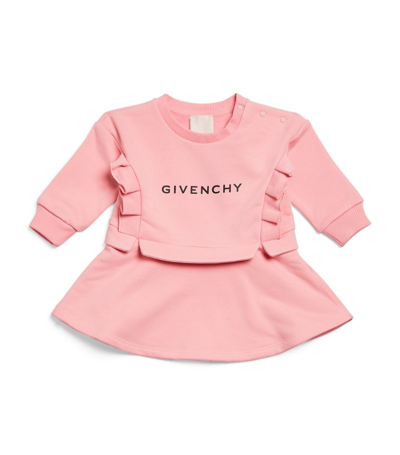 Shop Givenchy Kids Cotton Ruffled Dress (6-36 Months) In Pink