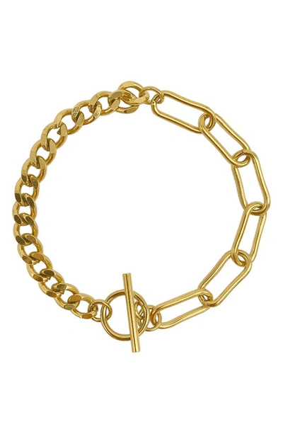 Shop Adornia 14k Gold Plated Curb & Paper Clip Chain Water Resistant Bracelet In Yellow