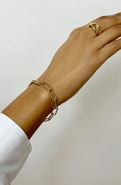 Shop Adornia 14k Gold Plated Curb & Paper Clip Chain Water Resistant Bracelet In Yellow