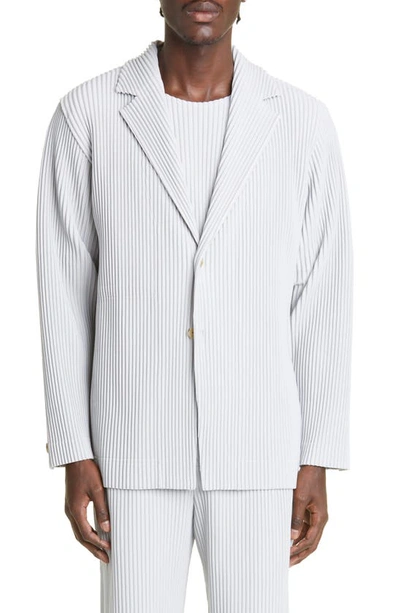 Shop Issey Miyake Basics Pleated Blazer In Light Gray