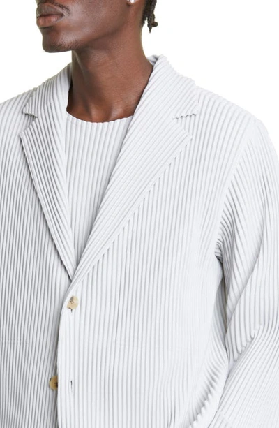 Shop Issey Miyake Basics Pleated Blazer In Light Gray