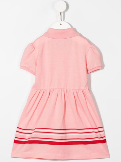 Shop Gucci Logo-embroidered Striped Dress In Pink