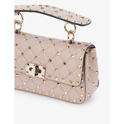 Shop Valentino Rockstud Spike Leather Cross-body Bag In Poudre