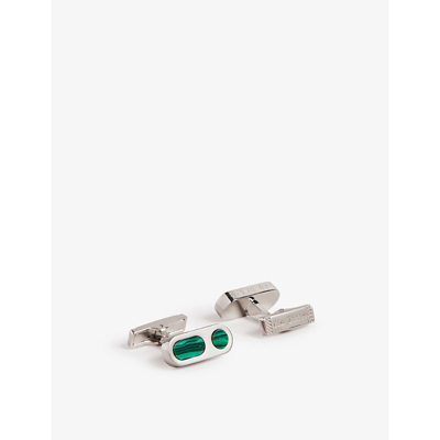 Shop Ted Baker Loovre Semi-precious Silver-plated Cufflinks In Silver-col