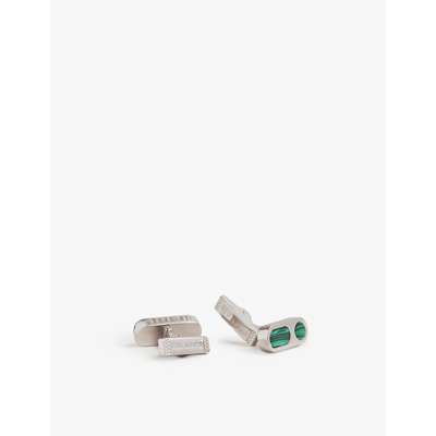Shop Ted Baker Loovre Semi-precious Silver-plated Cufflinks In Silver-col