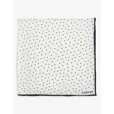 Shop Lanvin Polka Dot Silk-crepe Pocket Square In White